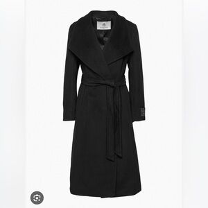 Aritzia Babaton Black Belted Wool Wrap Coat